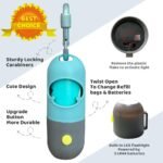 Dog Poop Bag Dispenser with Built-in LED Flashlight and Metal Clip for Leash, Pet Waste Bag Holder, Dog Walking Accessory, Crystal Blue - Image 3