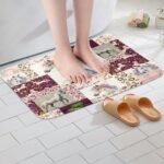 Feelyou Horse Bathroom Rugs 16"x24" Kids, Flral Flower Bath Rugs for Shower Tub Boys Girls, Horseshoe Western Bath Mats for Bathroom, Bathroom Accossories Doormats Floor Mat - Image 3