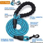 No Pull Dog Harness Adjustable Reflective Oxford Easy Control Medium Large Dog Harness with A Free Heavy Duty 5ft Dog Leash (L (Neck: 18"-25.5", Chest: 24.5"-33"), Blue Harness+Leash) - Image 3
