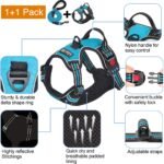 No Pull Dog Harness Adjustable Reflective Oxford Easy Control Medium Large Dog Harness with A Free Heavy Duty 5ft Dog Leash (L (Neck: 18"-25.5", Chest: 24.5"-33"), Blue Harness+Leash) - Image 4