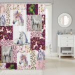Feelyou Horse Shower Curtain 72" L x 72" W Kids, Flral Flower Bathroom Shower Curtain Set Boys Girls, Horseshoe Western Bath Curtain, Kids Bathroom Accessories - Image 3