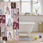 Feelyou Horse Shower Curtain 72" L x 72" W Kids, Flral Flower Bathroom Shower Curtain Set Boys Girls, Horseshoe Western Bath Curtain, Kids Bathroom Accessories - Image 4