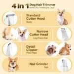 Small Dog Grooming Kit, 4 in 1 Electric Cordless Dog Paw Trimmer with Nail Grinder, Low Noise Dog Nail Trimmers, IPX7 Waterproof Small Dog Grooming Clippers for Paws, Ears, Face, Hip Hairl - Image 3