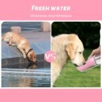 Kalimdor Dog Water Bottle, Leak Proof Portable Puppy Bowl Water Dispenser with Drinking Feeder for Pets Outdoor Walking, Hiking, Travel, Food Grade Plastic (19oz Pink) - Image 6