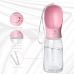 Kalimdor Dog Water Bottle, Leak Proof Portable Puppy Bowl Water Dispenser with Drinking Feeder for Pets Outdoor Walking, Hiking, Travel, Food Grade Plastic (19oz Pink) - Image 7
