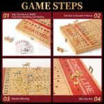 Horse Race Board Game, Large 21" Horse Racing Board Game with 11 Luxury Metal Horses, Foldable Solid Wood Horse Racing Game with Tokens, 2 Sets of Dice, 2 Boxes of Cards for Parties - Image 6