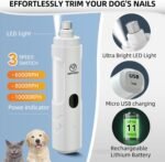 Dog Nail Grinder with 2 LED Light,3-Speed Rechargeable Dog Nail Trimmer, Upgraded Powerful Electric Dog Toe Nail File Quiet Painless, Paws Grooming for Small Medium Large Dogs Cats-White - Image 3