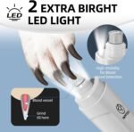 Dog Nail Grinder with 2 LED Light,3-Speed Rechargeable Dog Nail Trimmer, Upgraded Powerful Electric Dog Toe Nail File Quiet Painless, Paws Grooming for Small Medium Large Dogs Cats-White - Image 6