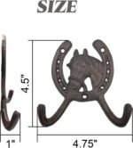 2PCS 4.5" Horse Head Horseshoe Western Double Cast Iron Wall Hooks Coat Hook Hat Horse Hook - Image 4