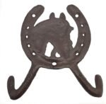 2PCS 4.5" Horse Head Horseshoe Western Double Cast Iron Wall Hooks Coat Hook Hat Horse Hook - Image 5