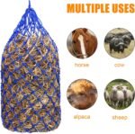4 Pcs Slow Feed Hay Net 40 Inch Hay Nets for Horses Hanging Hay Feeder for Goats 2x2 in Round Mesh Holes Horse Hay Bag Horse Feeding Supplies for Trailer and Stall,Simulates Grazing (Blue) - Image 4