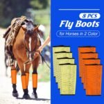 8 Pcs Mesh Fly Boots for Horse Breathable Mesh Horse Boots Protective Horse Leg Wraps Horse Leggings for Preventing Flies and Mosquitoes Bites (Orange, Yellow) - Image 3