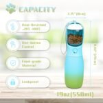 Travel Dog Water Bottles, Portable Dog Essentials for Outdoor, Trendy Dog Accessories for Small Medium Large Dogs, Food Grade Dog Water Bowl Dispenser, Gifts for Dog (19Oz, Blue&Green) - Image 4