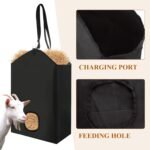5 PCS Slow Feed Hay Bag for Horses 600D Oxford Cloth Goat Hay Feeder with Metal Ring and Adjustable Strap Black Horse Feed Bag Open Feed Hole Horse Hay Bag for Slow Feeding - Image 4