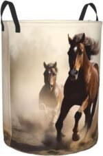 Animals Horse Running Laundry Basket Waterproof Foldable Storage Bin Lightweight Laundry Hamper Clothes Toys Organizer Bag With Handles For Home Bathroom Bedroom Dorm - Image 3