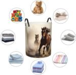 Animals Horse Running Laundry Basket Waterproof Foldable Storage Bin Lightweight Laundry Hamper Clothes Toys Organizer Bag With Handles For Home Bathroom Bedroom Dorm - Image 7
