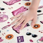 Erosebridal Music Theme Bathroom Rugs 16"x 24" Western Disco Ball Horseshoe Bath Mat for Music Lover Fashion Lipstick Guitar Doormats Floor Mats White Pink Non Slip Bath Rug - Image 5