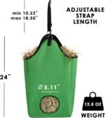 Premium Horse Slow Feed Hay Bag with Metal Snap Fastener and Heavy Adjustable Strap (Green, 2-Pack) - Image 4