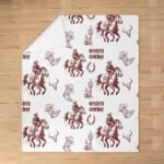 Western Farmhouse Cowboy Flannel Blanket Baby 30"x40",Retro Brown Boots Hats Southwest Horseshoe Flannel Sherpa Blanket for Boys Kids Teens,Tribal Cow Skull Fuzzy Blanket,Rustic Style Blanket - Image 5