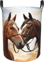 Couple Horse Laundry Basket for Clothes, Freestanding Waterproof Laundry Hamper for Blanket, Collapsible Tall Clothes Hamper with Handles, Clothes Storage Basket for Toys Small - Image 3