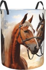 Couple Horse Laundry Basket for Clothes, Freestanding Waterproof Laundry Hamper for Blanket, Collapsible Tall Clothes Hamper with Handles, Clothes Storage Basket for Toys Small - Image 9