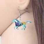 NEWEI Enamel Alloy Sweet Running Horse Earrings Drop Dangle Fashion Animals Jewelry For Women Kentucky Derby Gifts - Image 3