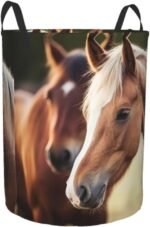 Adorable Horse Laundry Basket Waterproof Foldable Storage Bin Lightweight Laundry Hamper Clothes Toys Organizer Bag With Handles For Home Bathroom Bedroom Dorm - Image 3