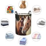 Adorable Horse Laundry Basket Waterproof Foldable Storage Bin Lightweight Laundry Hamper Clothes Toys Organizer Bag With Handles For Home Bathroom Bedroom Dorm - Image 7