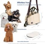 Sytopia Dog Purse Carriers for Small Dogs up to 10 Lbs, Waterproof Cat Puppy Carrier Soft-Sided Portable for Traveling with Adjustable Safety Leashs, Dog Travel Bag, Cream Beige - Image 7