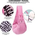 Dog Carrier Sling - Reversible Puppy Carrier Purse with Storage Pocket, Hand-Free Dog Sling Carrier for Carry Small Dogs and Cats, Travel Safety Harness, Dog and Cat Harness (Pink) - Image 5