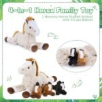 Muiteiur 4 Pcs Horse Stuffed Animal Set, 21inch Large Stuffed Mommy Horse with Babies Pony Toys, Brown Stuffed Horse Plush Pillow for Boys Girls - Image 5