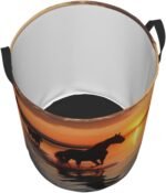 Sunsets Lake Horses Laundry Basket for Clothes, Freestanding Waterproof Laundry Hamper for Blanket, Collapsible Tall Clothes Hamper with Handles, Clothes Storage Basket for Toys Small - Image 4