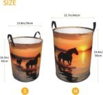 Sunsets Lake Horses Laundry Basket for Clothes, Freestanding Waterproof Laundry Hamper for Blanket, Collapsible Tall Clothes Hamper with Handles, Clothes Storage Basket for Toys Small - Image 6