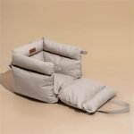 FUNNYFUZZY Dog Car Seat for Small Dogs, Waterproof Dog Car Bed with Storage Pocket, Safety Clip-On Dogs Leash, Detachable Portable Pet Carseat (Grey, 21.65 x 19.69 x 17.72 inches) - Image 4