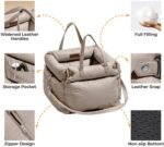 FUNNYFUZZY Dog Car Seat for Small Dogs, Waterproof Dog Car Bed with Storage Pocket, Safety Clip-On Dogs Leash, Detachable Portable Pet Carseat (Grey, 21.65 x 19.69 x 17.72 inches) - Image 5