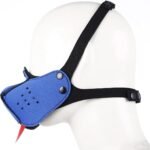 Neoprene Puppy Hood Mask Removable Mouth Cover Cosplay Dog Full Face Pup Hood Mask Novelty Dog Head Mask with Collar (Blue) - Image 9