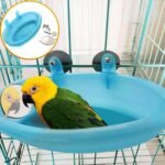 Bird Bath Toy with Mirror, Shower Parrot Bathing Tub Food Feeder Bowl for Pet Small Medium Parrot Parakeets Cockatiels, Conures, Macaws, Love Birds, Finches - Image 3