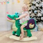 labebe Child Rocking Horse Toy, Stuffed Animal Rocker, Green Crocodile Plush Rocker Toy for Kid 6 Month -3 Years, Wooden Rocking Horse Chair/Rocker/Animal Ride on - Image 4