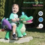 labebe Child Rocking Horse Toy, Stuffed Animal Rocker, Green Crocodile Plush Rocker Toy for Kid 6 Month -3 Years, Wooden Rocking Horse Chair/Rocker/Animal Ride on - Image 5