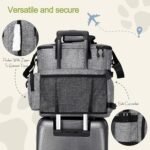 Dog Travel Bag,Weekend Pet Travel Bag Set for Dog and Cat,Airline Approved Tote Multi-Function Dog Bags for Traveling,2 Food Storage Containers, 2 Collapsible Bowls, 1 Feeding Mat,Gray - Image 6