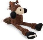 goDog Checkers Skinny Horse Squeaky Plush Dog Toy, Chew Guard Technology - Brown, Small - Image 4