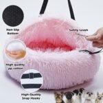 Dog Car Seats for Small Dogs,Portable Pet Car Seat with Hooded Cover,Puppy Dog Car Seat with Seat Belt and Leash，Calming Dog Car Travel Carrier Bed (Light Pink, 20 * 20inch) - Image 4