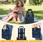 Dog Travel Bag, Weekend Dog Travel Accessories for Camping, Pet Travel Bags with 2 Collapsible Dog Bowls, 2 Travel Dog Food Container, 1 Waterproof Pet Feeding Mat - S, Tibetan Blue - Image 6