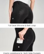 QUEENIEKE Women's Equestrian Breeches with Silicone Full Seat Horse Riding Tights with Pockets Tummy Control - Image 5