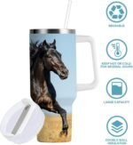 40 oz Tumbler with Handle Cool Horse Insulated Water Bottle with Straw Lid Vacuum Insulated Stainless Steel Travel Coffee Mug - Image 5