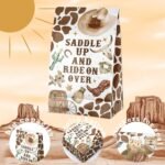 24 Pcs Cowboy Goodie Bags with Stickers - Cowboy Themed Birthday Party Favor Bags, Perfect for Kids' Cowboy Party Supplies and Treat Bags - Image 3