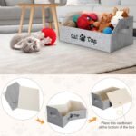 2 Pack Large Collapsible Pet Toy Box Trapezoid Pet Toy Storage Basket with Handle Grey Thicker Toy Storage Bin Bed for Organizing Pet Toys Treats Clothes and Accessories(Cat and Dog) - Image 5
