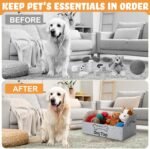 2 Pack Large Collapsible Pet Toy Box Trapezoid Pet Toy Storage Basket with Handle Grey Thicker Toy Storage Bin Bed for Organizing Pet Toys Treats Clothes and Accessories(Cat and Dog) - Image 6