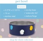 kate spade new york Dog Dish for Food and Water, Stainless Steel Bowl with Non-Slip Base, 2 Cup (16oz) Capacity, Small & Medium Pet Bowl for Dogs, (Watercolor Dot) - Image 4