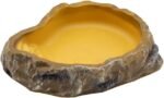 Reptile Water Dish,Resin Reptile Rock Food Feeder Bowl, Water and Food Bowl,Terrarium Decor for Leopard Gecko, Lizard,Spider,Turtle,Scorpion, Chameleon,Hermit Crabs (M, Yellow) - Image 4
